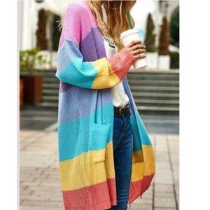 Rainbow Long Cardigan Colorful